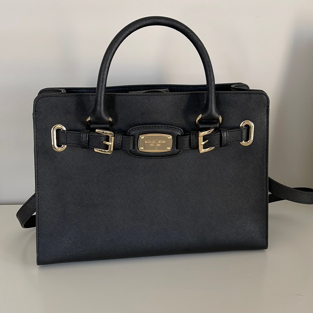 Michael Kors black leather Hamilton Satchel